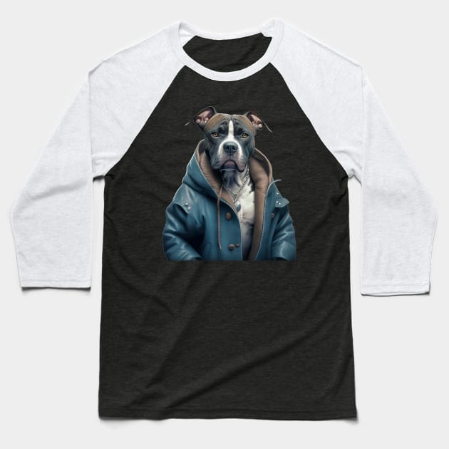 American Staffordshire Terrier Harlem style Baseball T-Shirt by Unboxed Mind of J.A.Y LLC 